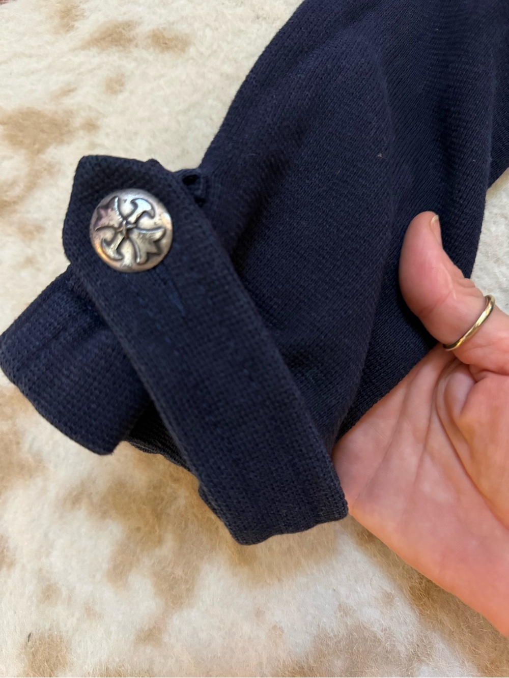 2000’s bebe Navy Double-Breasted Military-Style Blazer - Picture 6 of 7